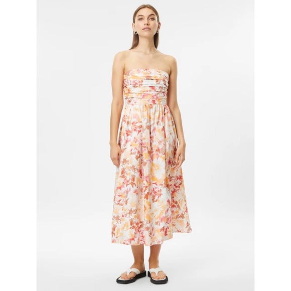 NWT ABERCROMBIE & FITCH Floral Poplin Convertible Strapless Midi Dress L - Picture 2 of 14